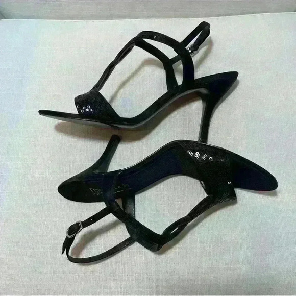The Touch Of Nina Galinda 1 Black Luster Satin Women’s Heels Size 8.5 - Picture 1 of 16